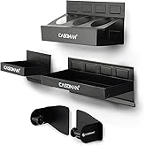 CASOMAN Magnetic Toolbox Shelf, Tray, Paper Towel Holder, 4-Piece Set, Black, Variety of Use, Durable, Magnets Any Metal Surf