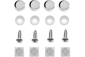 LFPartS Stainless Steel Screws Fasteners for License Plates, Frames, and Covers on Domestic Cars, Trucks, Vans, SUVs - Rustproof, Self Tapping Mounting Bolts Screws + Chrome Caps
