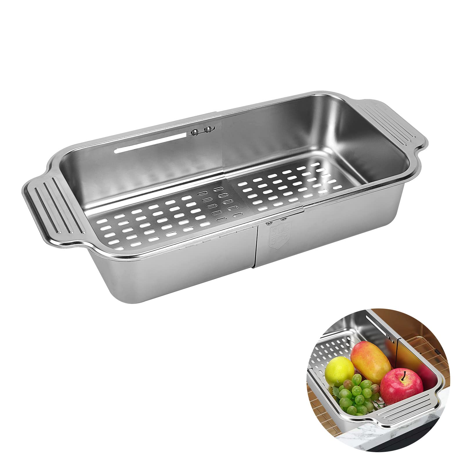 LUEXBOX Expandable Dish Drying Rack Over The Sink, Stainless Steel ...