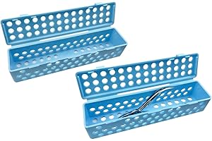 SENLIN DENTAL 1PC Dental Instruments Sterilizat Case, Plastic Autoclavale Cassette Case, Medical Surgical Instrument Disinfection Container Tray for Dental Spatulas, Forceps and Pliers (Blue)