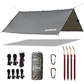 Camping Tarp by NatEtoile - Versatile 10X10 ft Portable Rain Fly for Hammock with 19 Tie-Outs,PU 5000mm Waterproof Sunproof Tarp Shelter - Ideal for Camping, Hiking, Backpacking, and Hammock Cover
