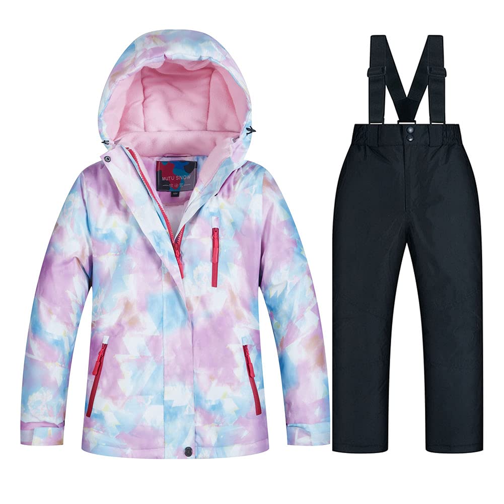 Photo 1 of WOWULOVELY Girl's Winter Skisuit Thicken Warm Hooded Snowsuit Toddler Ski Jacket Pants Set(06SC,Black 8)