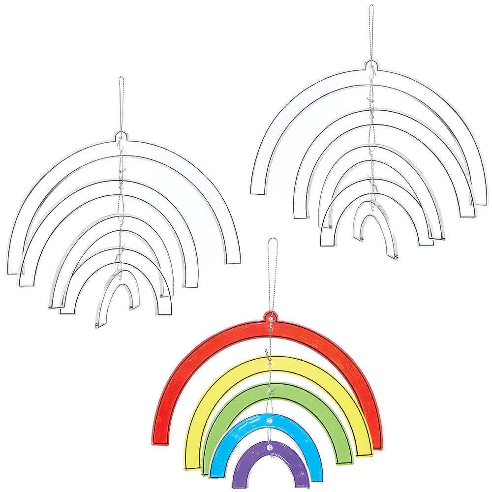 Baker Ross FC767 Rainbow Suncatcher Spiral Decoration Kits - Pack of 3, Painting Craft Kit for Kids, Stained Glass Window Crafts