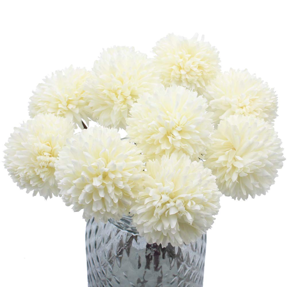 KingYH 10 Pack Artificial Flowers Silk Hydrangea Flower Bridal Wedding Fake Flowers Bouquet for Wedding Bouquet DIY Decoration Home Garden Party Table Vase Arrangements Gifts-White