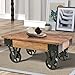 Harper & Bright Designs Solid Wood Coffee Metal Wheels, End Table/Living Room Set/Rustic Brown