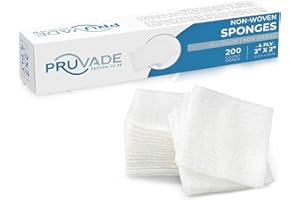 Pruvade Gauze Pads 2"x2" Non-Woven 4-Ply (200 Count) All-Purpose Non-Sterile Dental Gauze Pads - Soft & Absorbent Gauze Sponges for First Aid Kit, Esthetic Wipes for Makeup-Removal, Skin Cleansing