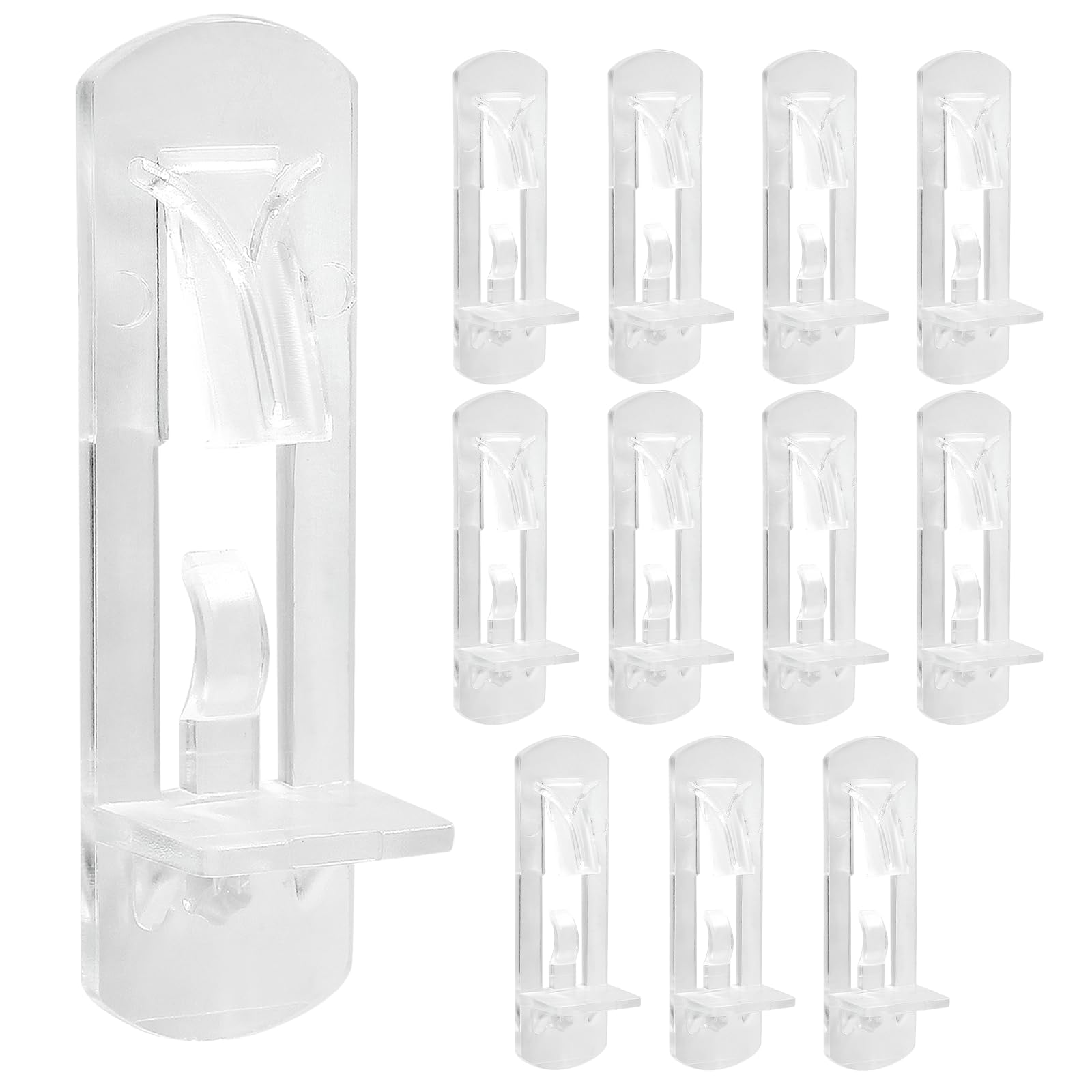 Photo 1 of Biaungdo 12 Pcs Plastic Locking Shelf Support Pegs, 5mm Clear Cabinet Shelf Pins Self-Locking Cabinet Shelf Pegs Clips for Kitchen Furniture Bookcase Closet(Fit 5mm Diameter Hole & 3/4 Inch Shelf)