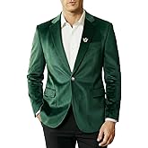 WYWK Men's Casual Velvet Blazer for Men one-Button Lapel Tuxedo Jacket with Brooch Dinner Party Wedding Prom