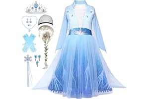 iTVTi Elsa Costume Toddler Girls Snow Princess Dress Blue Cosplay Outfit with Wig for Halloween Birthday Party Christmas