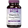 Bluebonnet Nutrition Vitamin D3 5000 IU Softgels, Aids in Muscle and Skeletal Growth, Cholecalciferol from Fish Oil, Non GMO, Gluten, Soy & Dairy Free, Yellow, 100 Count