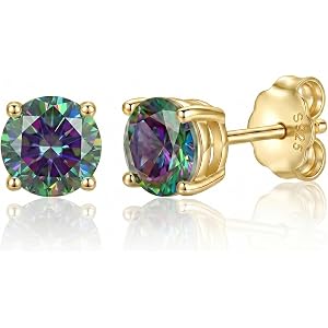 Cubic Zirconia Earrings Studs 925 Silver Gold Plated Round Princess Cut