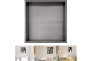 Lordear 12" x 12" Matte Black Recessed Shower Niche, 1 Shelf, Modern Style, Wall Mount, Space Saving, Stainless Steel, Bathroom Storage