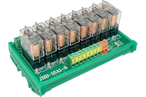 Jienk DC 24V Control 8 SPDT 16Amp Pluggable Power Relay, Compatible with PNP NPN C45 DIN Rail Mount 4 Channels 1NO+ 1NC Relay Module, G2R-1-E