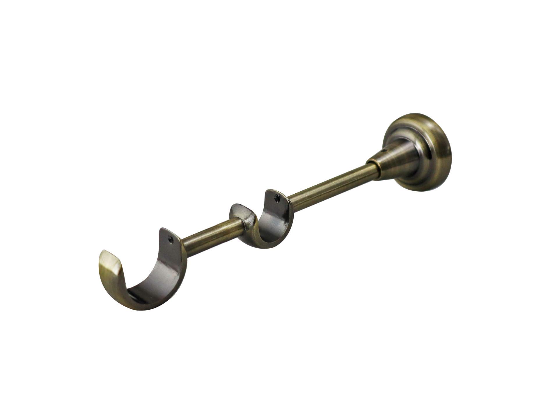 Your Home Online Double Layering Curtain Pole Bracket Holder 28mm / 19mm Metal Black Silver Brass (Antique Brass)