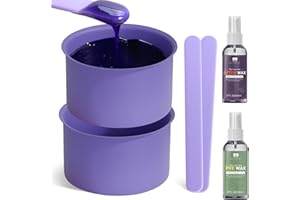 BLITZWAX 2pcs Silicone Wax Pot Liners for Hair Removal, Purple Wax Warmer Bowls Kit with Sticks for Women and Men Body Waxing, Reusable and Easy to Clean Accessories, Compatible with 16 oz Waxing Kit