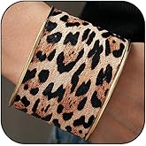 QUMAOJEW Leopard Print Bracelet for Women Cuff Open Leopard Print Bangles Wide Chunky Open Bangle Bracelet Trendy Jewelry