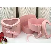 UNIKPACKAGING Premium Quality Heart Shaped Flower Box, Gift Boxes for Luxury Flower and Gift Arrangements, with Lids, Size 9x8x6.5, for Luxury Style Flower Arrangements (Pink)