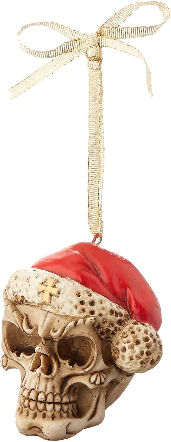 Design Toscano Skelly Claus II Gothic Skull Christmas Tree Ornament, Polyresin, 6.5 cm, Single, Set of One