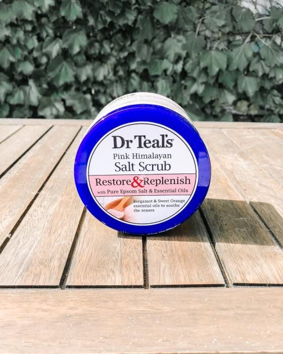 Dr Teal's Body Scrub with Pure Epsom Salt, Restore & Replenish with Pink Himalayan Salt, 16 oz