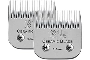 DODAER 2 Packs Professional Detachable Replacement Ceramic Blades Size 3-1/2,Cut Length 3/8-Inch 9.5mm,compatible with Andis AGC,BDC,BGC,MBG Series/Oster Classic 76/Star-Teq/Power-Teq/A5 Clipper