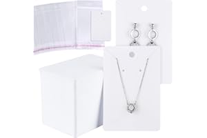 TUPARKA 150 Set Earring Holder Cards Necklace Display Cards with 150pcs Bags for Selling DIY Ear Studs, Earrings and Jewelry 