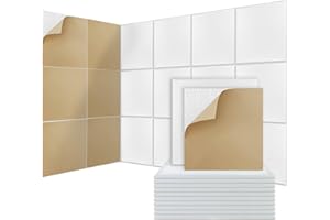 KRIGHTLINK 12 Pack Self-adhesive Acoustic Panels Soundproof Wall Panels Sound Absorbing Panel for Decoration Sound Deadening Panels Acoustic Treatment Panel For Home Office (White, 12"X12"X 0.4")