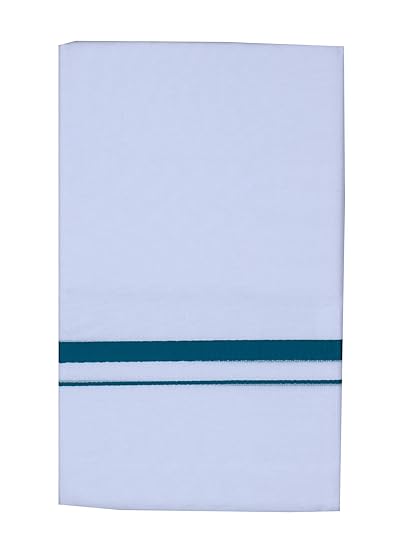 Men's Cotton Double Dhoti, Free Size_117,White and Green Zari