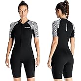 Mens Wetsuit Women Adult Shorty 2MM Neoprene Wet Suit Diving Scuba Surfing Suits, One Piece Short Sleeve Thermal Wetsuits Back Zip Swimsuit for Snorkeling Kayaking Swimming Aerobics Water Sports