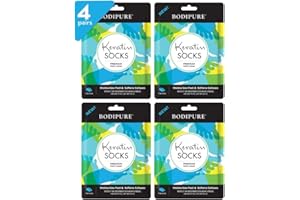 Bodipure PremiumFoot Mask Keratin Socks | at Home Spa Moisturizer Socks for Dry Cracked Feet, Callus & Heel Softening | Easy-to-Use Pedicure Foot Repair | Chemical-Free Feet Treatment | 4 Pairs