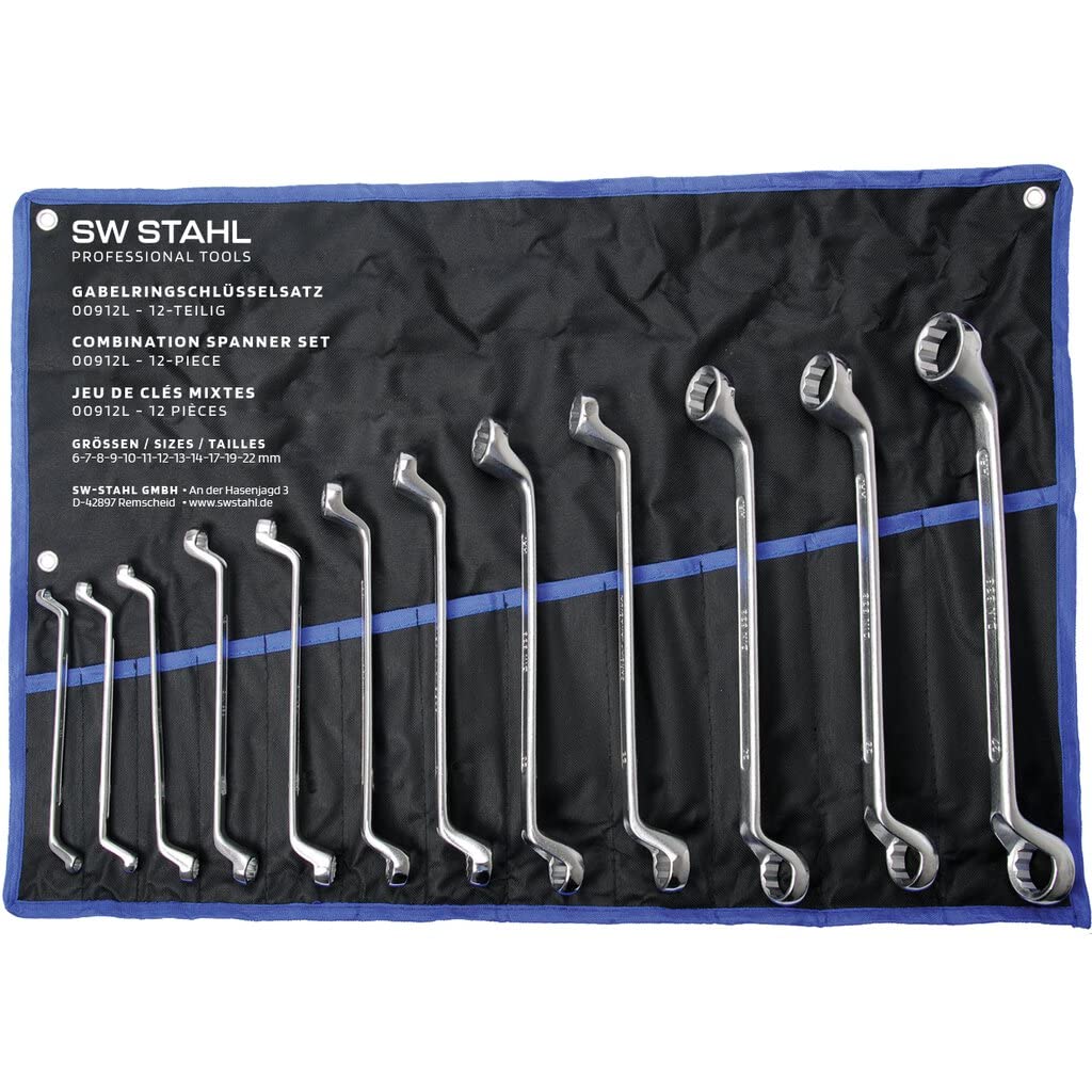 SW-Stahl 01512L 12-Piece Chrome-Vanadium Ring Spanner Set 6–32 mm