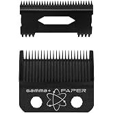 GAMMA+ Replacement Fixed &amp; Moving Hair Clipper Blade Set, Oil Reservoir | T1000 Echo, DLC Faper, Taper, Gold Titanium Fade, Black Diamond DLC, Cooler Operation, Sharper, Rust Free