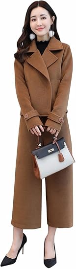 Amazon パンツスーツ セットアップ レディース 春秋冬 代30代40代 セットアップ パンツスーツ レディース ワイドパンツ ジャケット 上品 通勤 秋 上下2点セット セレモニー オフィス フォーマル 冬 お洒落 M キャメル パンツスーツ 通販
