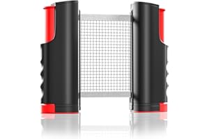 Retractable Table Tennis Net, Ping Pong Net with Quick Installation, Black and Red, Fits Tables Up to 1.8m Wide and 5cm Thick