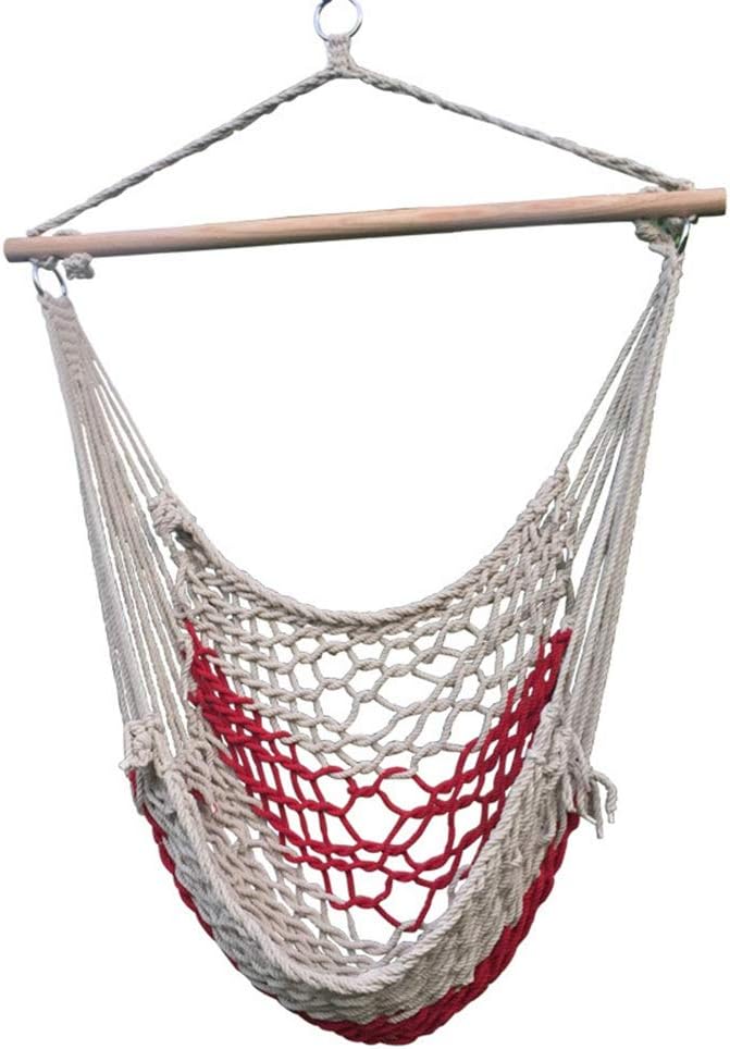 LiChaoWen Hammock Chair Swing Hammock Chair Outdoor Porch Swing Hammock Chair Rope Construction Hanging Chair For Porch Or Beach Swing Chairs (Color : White, Size : 120x90CM)