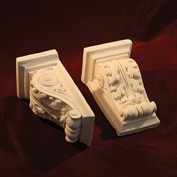 Corbels Pair Small Fine Plaster Decorative Scroll Design X2