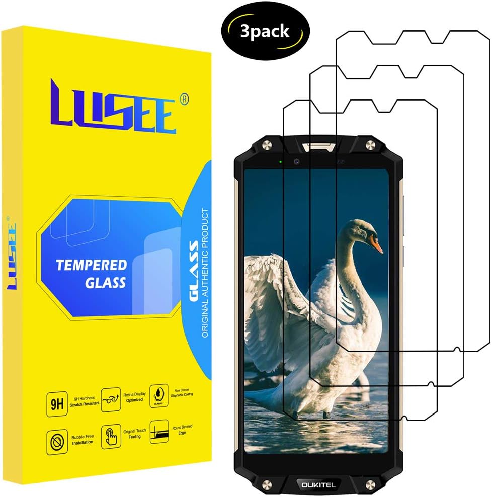 Lusee 3 Pack Screen Protector for Oukitel WP2 Tempered Glass [9H Hardness] [HD Clear] [Case friendly] Anti Scratch/Anti Fingerprint 2.5D Screen Protector for Oukitel WP2