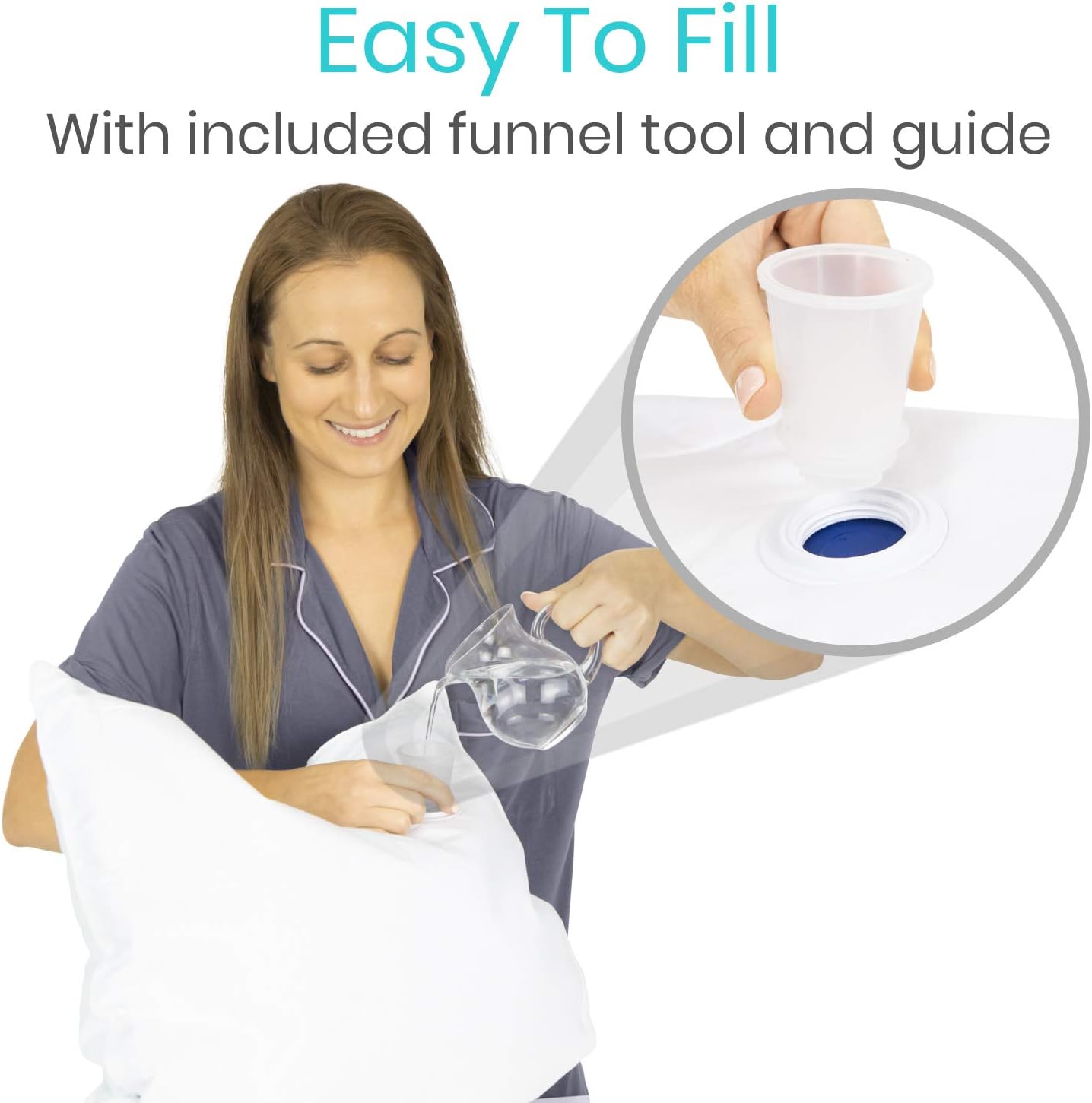 Xtra-Comfort Water Pillow - Cooling for Side, Back Sleeping in Bed - Cool Soft Memory Foam for Hot Sleepers, Night Sweats - Large Cold Ice Support for Neck Pain - Firm Orthopedic Sleep with Cover: Home & Kitchen