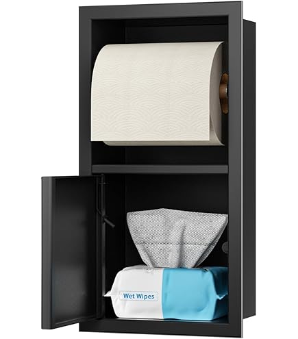 Amazon.com: Neodrain Black Recessed Toilet Paper Holder in Wall