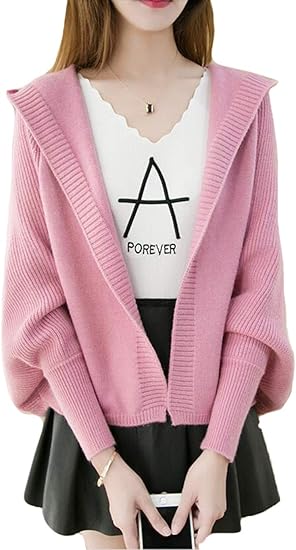Amazon Piite カーディガン レディース 秋冬 ドルマンスリーブ セーター ニット アウター 無地 フード付き カーディガン ゆったり ジャケット ニットコート おしゃれ エレガット カーディガン ボレロ 通販