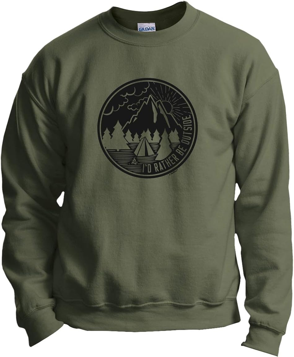 ThisWear Camping Clothes I'd Rather Be Outside Hiking Gifts Crewneck Sweatshirt: Clothing