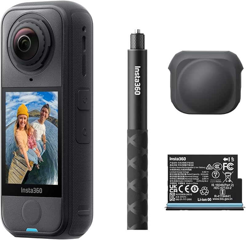 X4 Air, Caméra 360 8K, Appareil Photo vidéo étanche léger, Perche à Selfie Invisible, Pare-Vent intégré, objectifs remplaçables, dashcam pour vlog, Moto, Sport, Pack démarrage