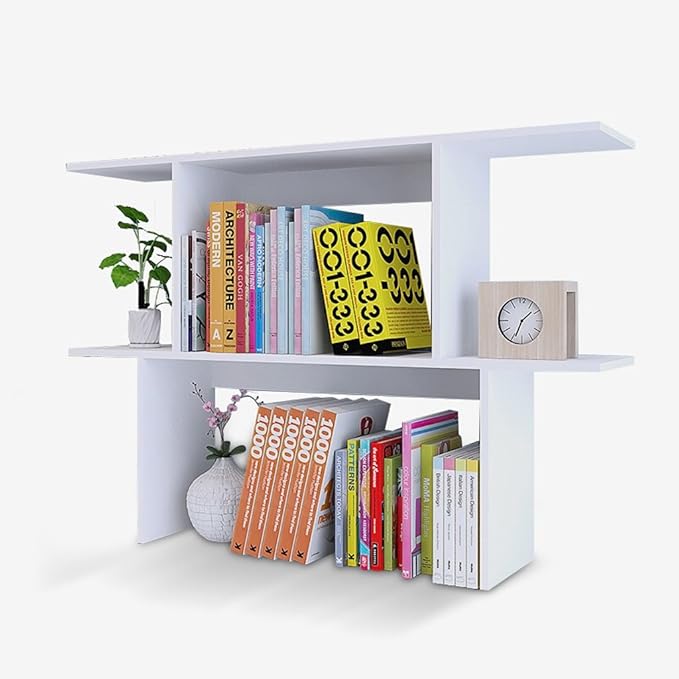 Retro Solid Wood Desktop Bookshelf with Drawer Storage Shelf Home