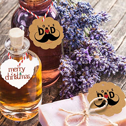 HAKACC Kraftpapier Anhänger, 300 Stk. Geschenkanhänger Etiketten Kraftpapier Tags Karten mit Schnur für Hochzeit Geschenk