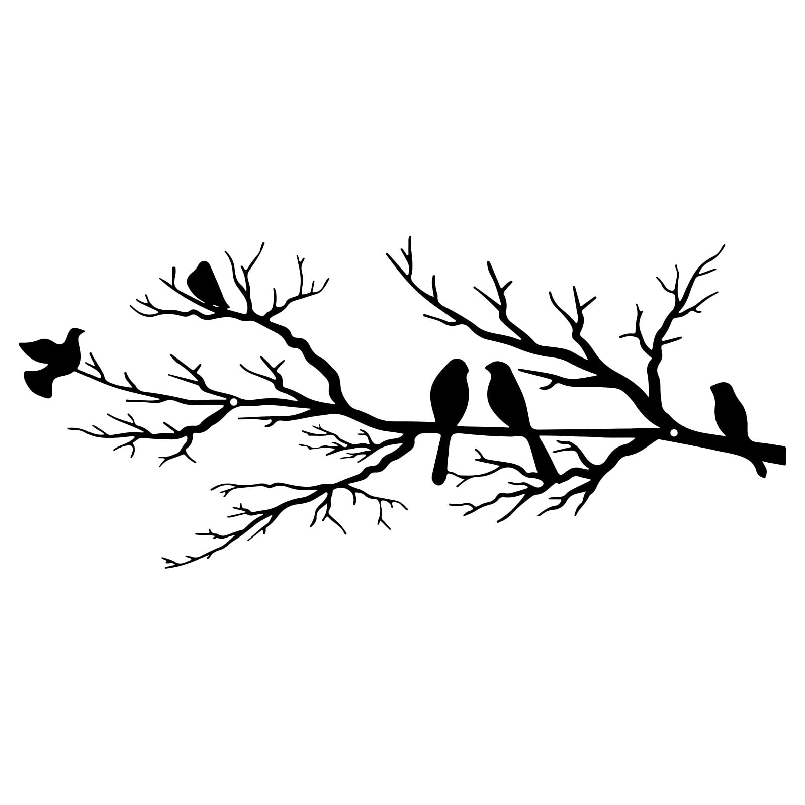 ESTART Metal Birds Wall Art, Metal Vivid Birds on Branch Silhouette Wall Decor Black Leaves with Bird Outdoor Hanging Wall Sculpture for Home Balcony Garden (Black, Large)