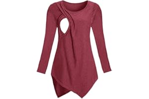 HGps8w Breastfeeding Shirts for Women Loose Long Sleeve Nursing Tunic Tops Stretchy Comfy Crew Neck Maternity Blouse