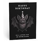 Pretty Attitude Gothic Bat Happy Birthday Card – Dark Aesthetic Birthday Greeting Card with Envelope – Spooky Alternative Birthday Card