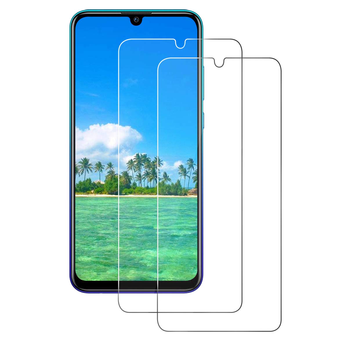 CHENXX [2 Pack Glass Screen Protector for Huawei P Smart 2019, Tempered Glass [9H Hardness] 2.5D [HD Clear] [Case Friendly] [Anti-Scratch] [Bubble Free]