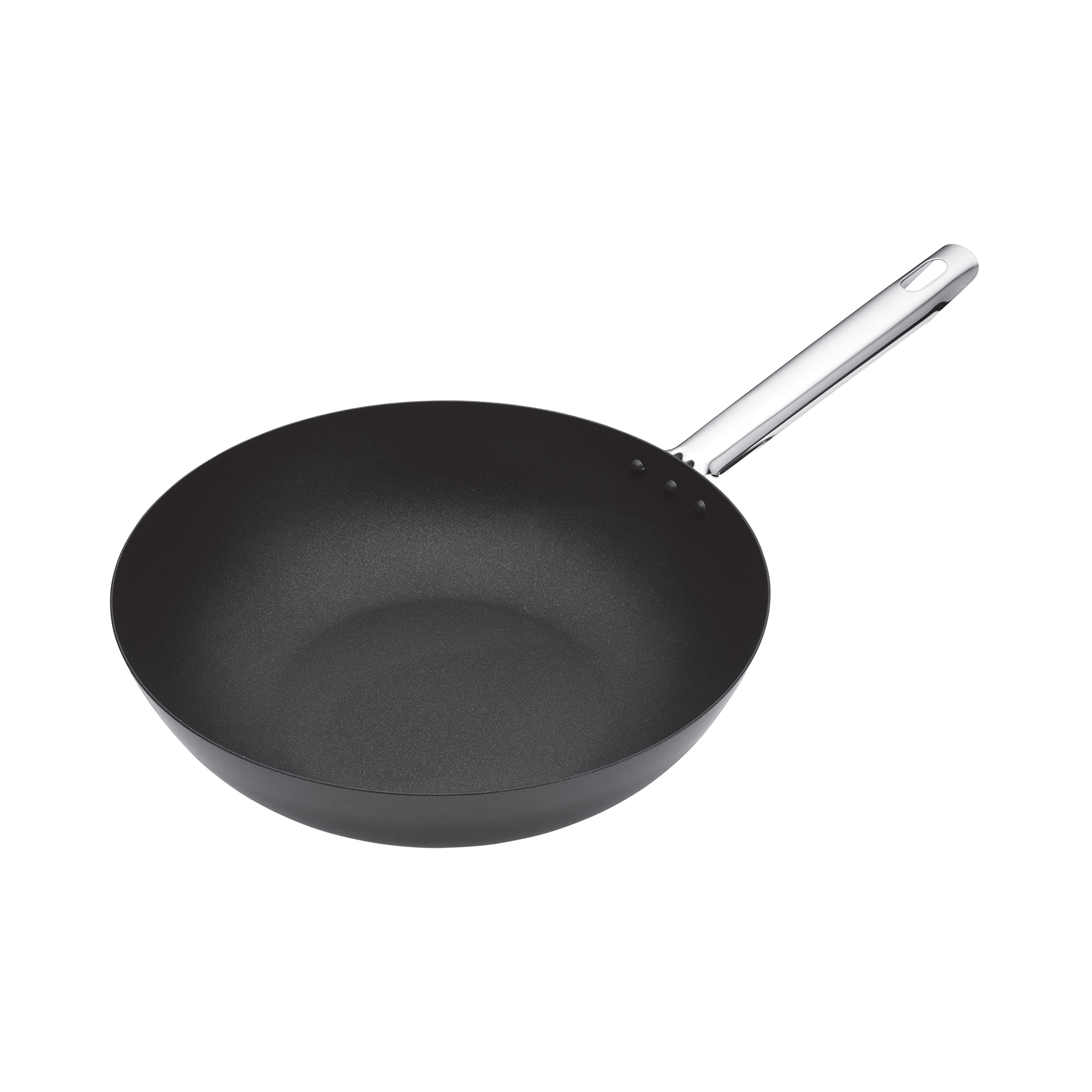 MasterClass Professional Non-Stick Carbon Steel Induction-Safe Wok, 30 cm (12")