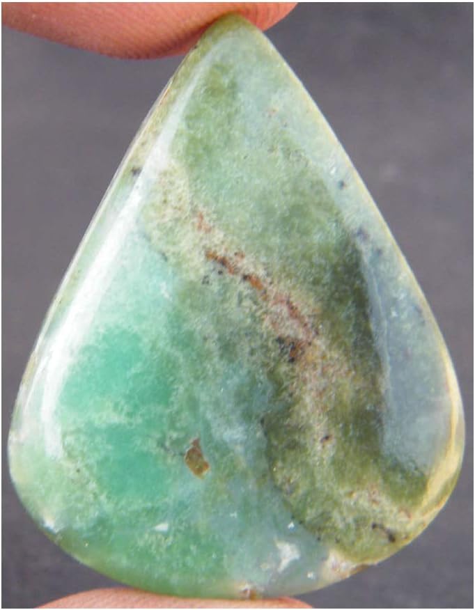 Surbhi Crafts Chrysoprase Cabochon, Natural Green Chrysoprase Gemstone 41Ct Pear Shape 36x28x5mm K-7728