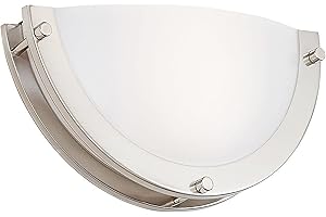 CLOUDY BAY 12-inch CRI90+15W 3000K/4000K/5000K Color Temperature Adjustable Dimmable LED Wall Sconce, ETL Listed LED Half Moon Wall Fixture, Brushed Nickel